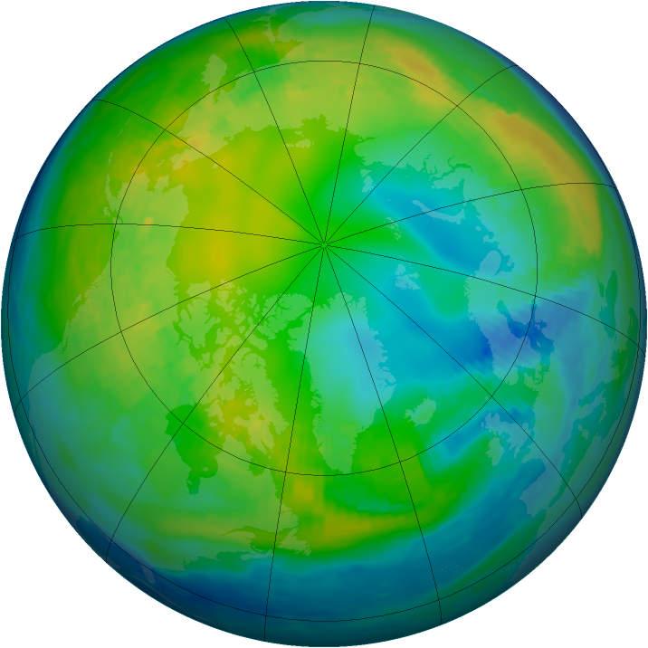 Arctic ozone map for 11 November 1987